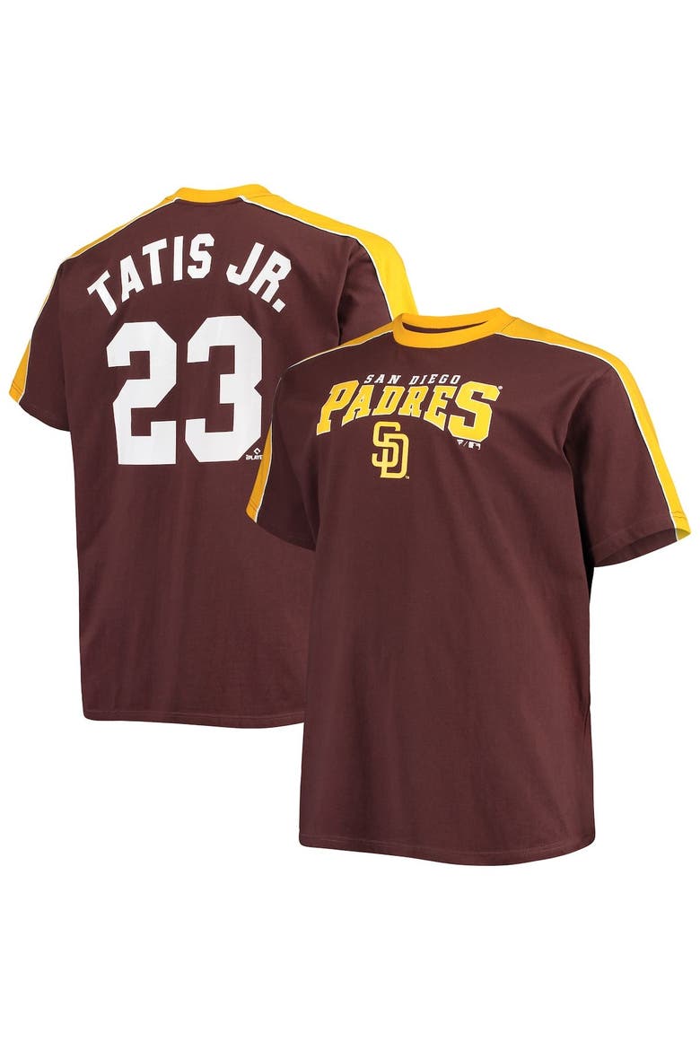 Men's Fernando Tatis Jr. Brown/Gold San Diego Padres Big & Tall Fashion Piping Player T-Shirt, Main, color, Brown