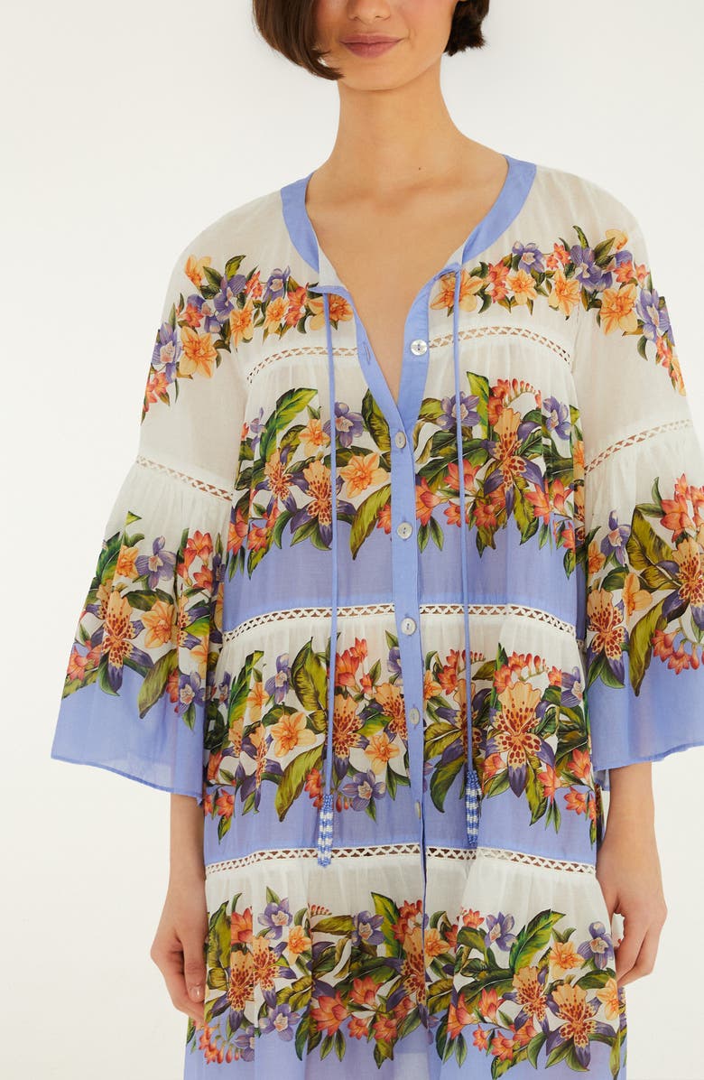FARM Rio Stripes Cotton High-Low Cover-Up Dress, Alternate, color,