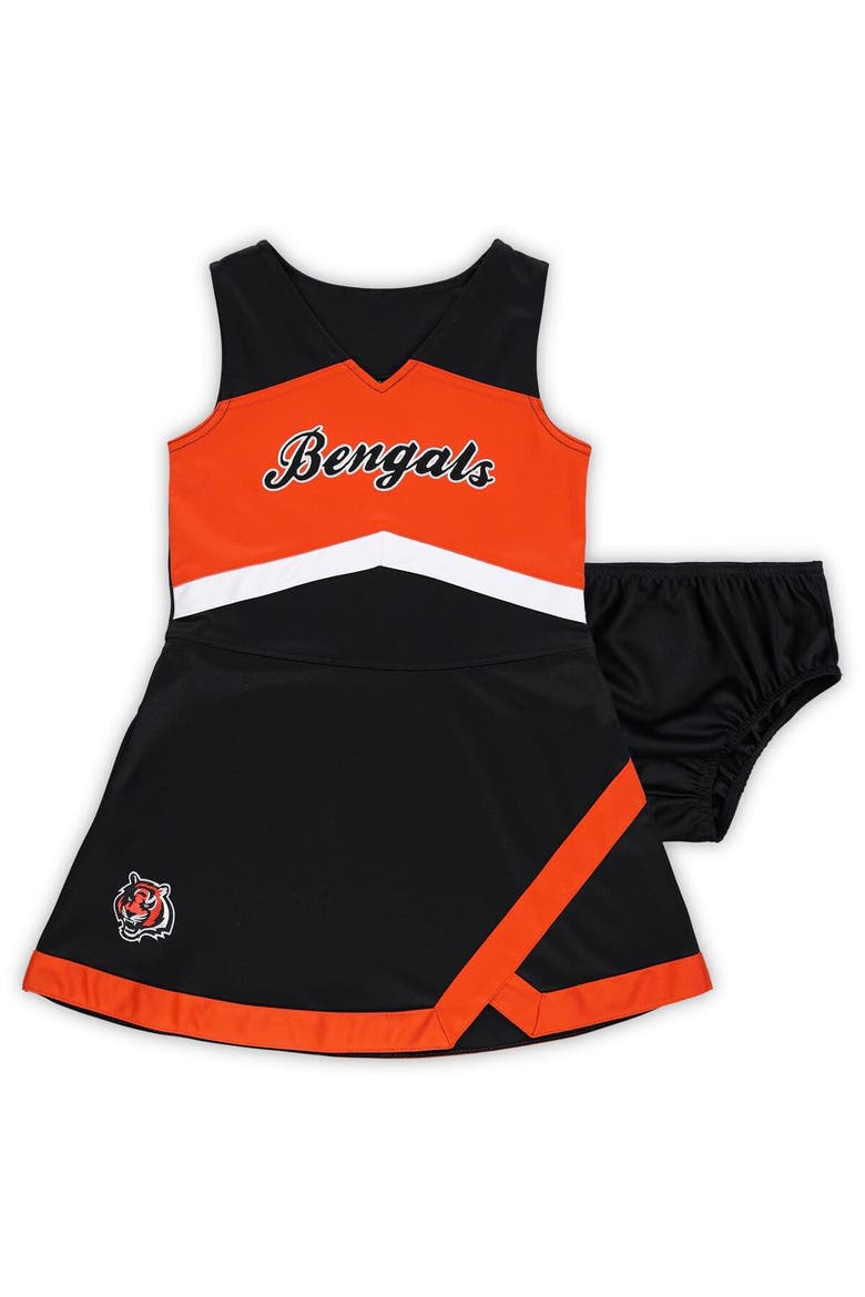 Girls Preschool Black Cincinnati Bengals Two-Piece Cheer Captain Jumper Dress with Bloomers Set, Main, color, Black