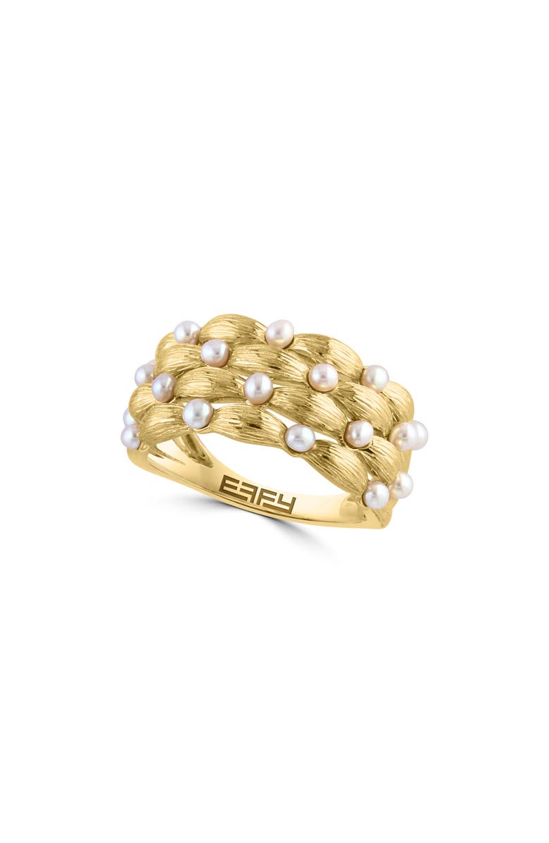 EFFY 14K Yellow Gold 2mm Freshwater Pearl Multiband Ring, Main, color,