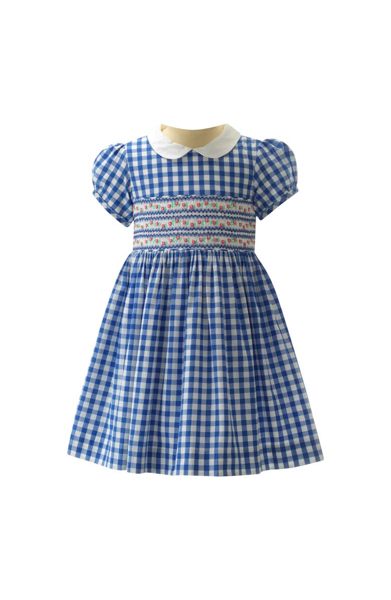 Rachel Riley Daisy Check Smocked Dress, Main, color,