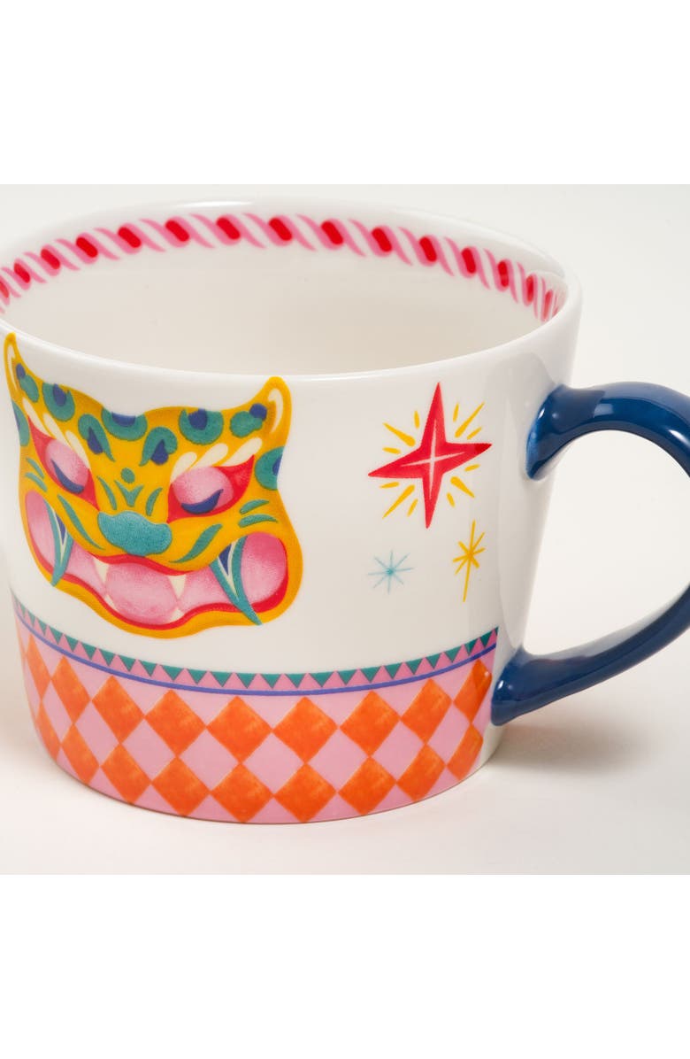 Zsa Zsa Zsu Luohu Porcelain Tiger Mug 12 Oz. Set Of 3, Alternate, color, Blue