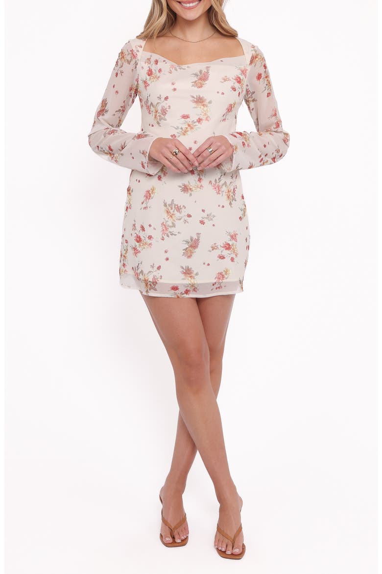 Everlyn Long Sleeve Minidress, Main, color, CREAM FLORAL