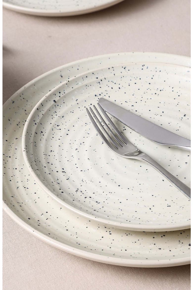 Dua Stoneware 12-Piece Dinnerware Set, Alternate, color, White
