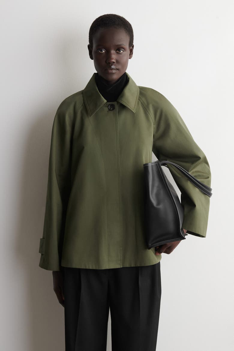 A-line Cotton-twill Jacket, Alternate, color, KHAKI