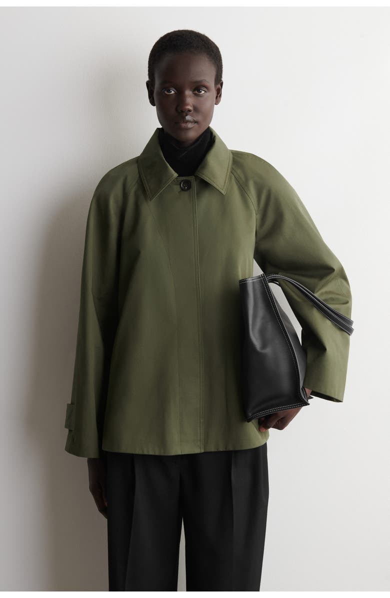 COS A-line Cotton-twill Jacket, Alternate, color, Khaki