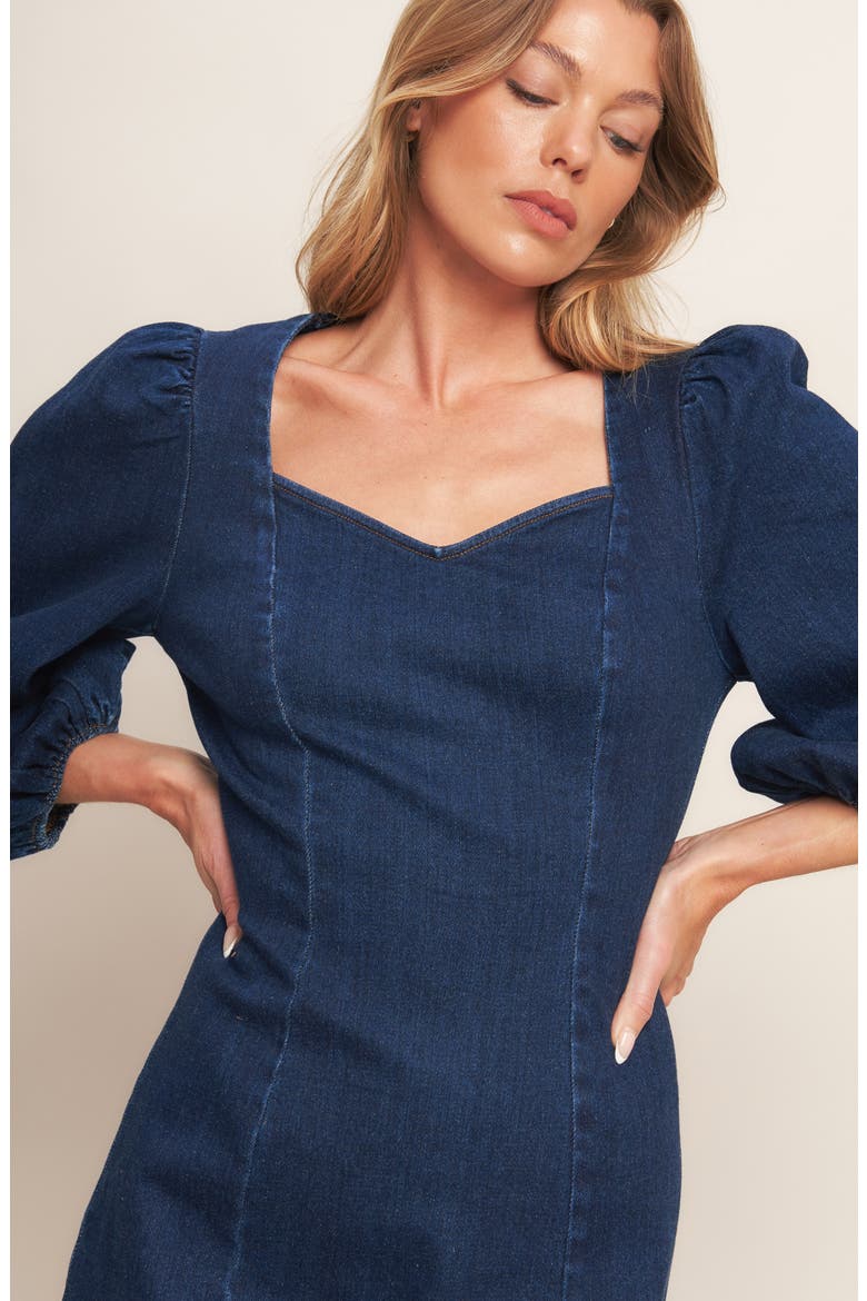 Long Sleeve Denim Minidress, Alternate, color, MEDIUM INDIGO