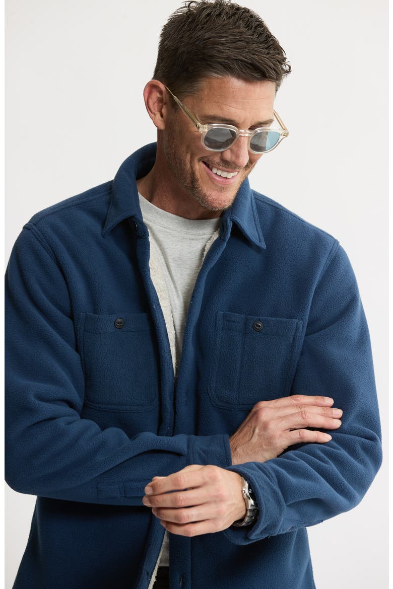 Shirt Jacket with Faux Fur Lining, Alternate, color, DENIM