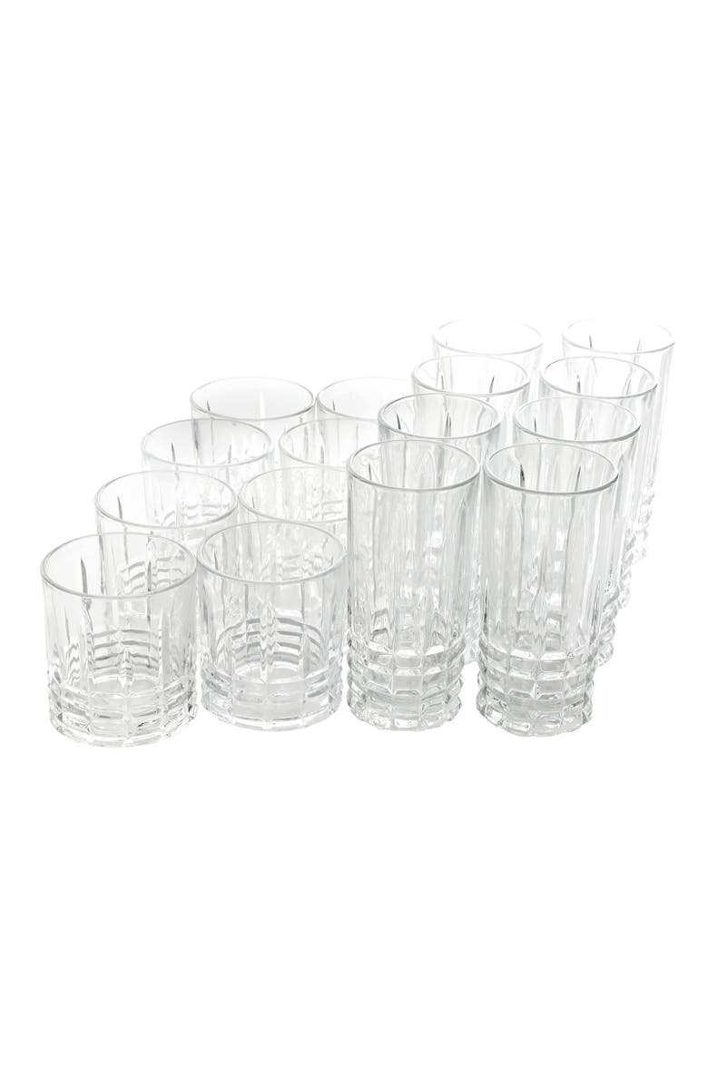Gibson Home Jewelite 16 Piece Tumbler and Double Old Fashioned Glass Set, Main, color, Clear