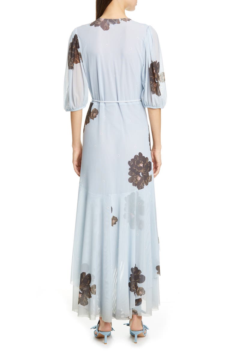 Floral Print Sheer Mesh Maxi Dress, Alternate, color, HEATHER