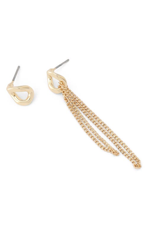 Allsaints Mismatch Stud & Chain Drop Earrings In Gold