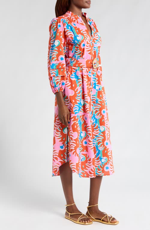 Poupette St Barth Cathy Printed Cotton Shirt Dress In Red Geo Afro