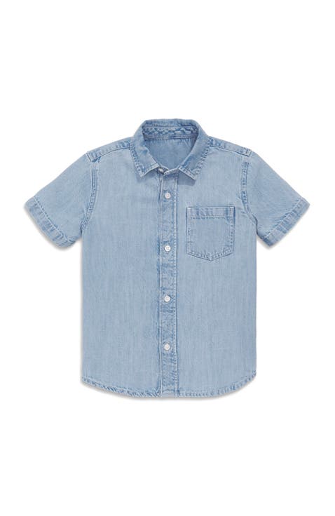 Kids Short Sleeve Chambray Button Down (Toddler, Little Kid, Big Kid)