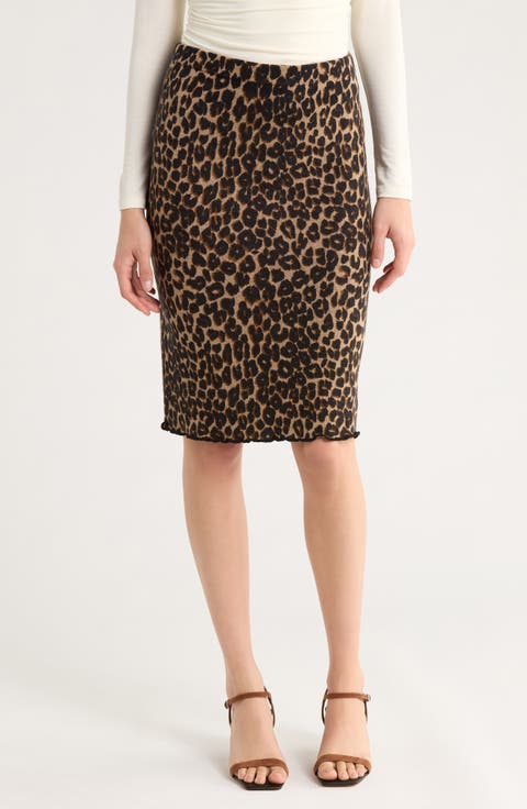 Nicola Leopard Print Jacquard Wool Skirt