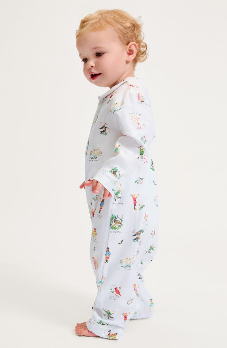 Petite Plume Cambridge 12 Days of Christmas One-Piece Brushed Twill Pajamas, Alternate, color, White