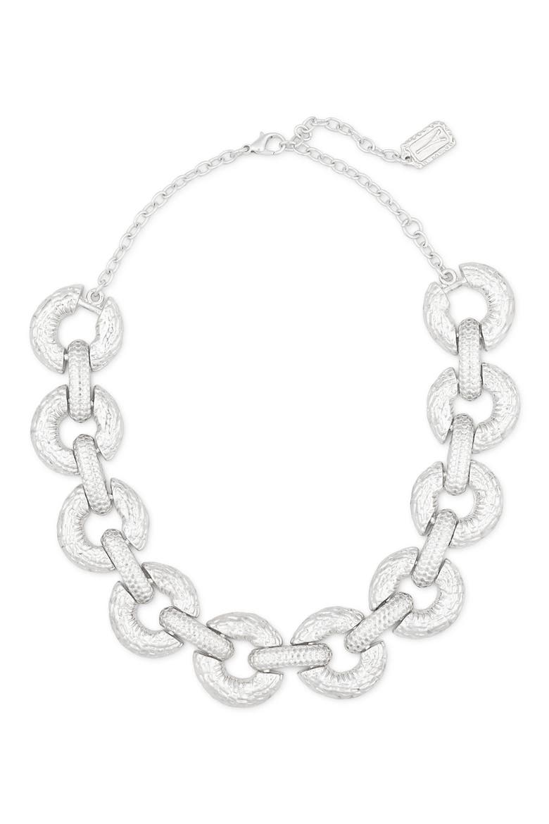 Textured Link Collar Necklace, Main, color, SILVER