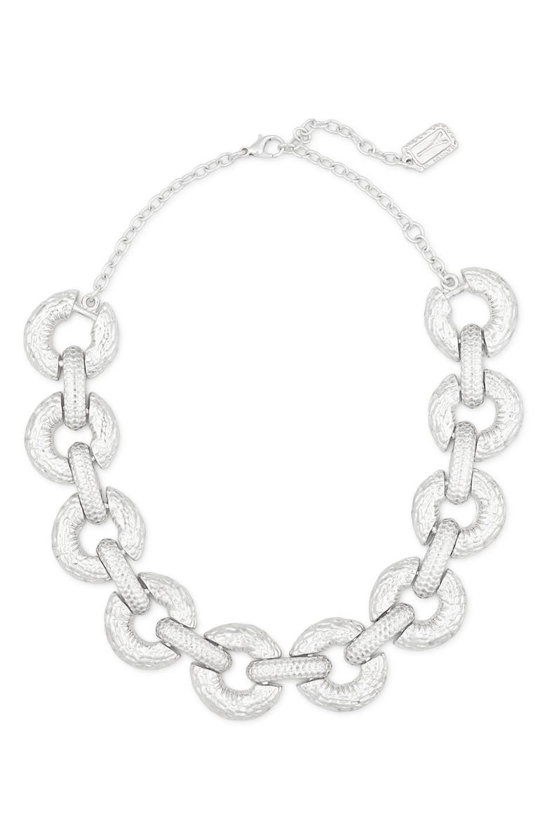Karine Sultan Textured Link Collar Necklace, Main, color, Silver