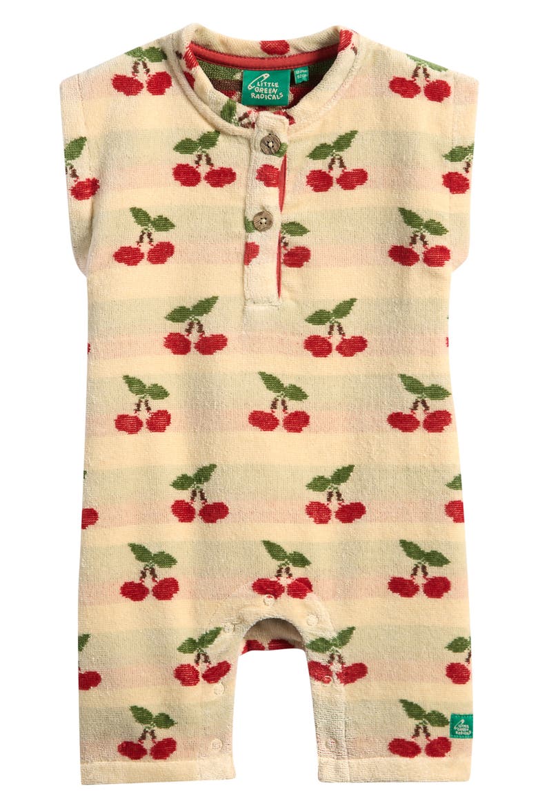 Kids' Cherries Terry Cloth Romper, Main, color, CREAM