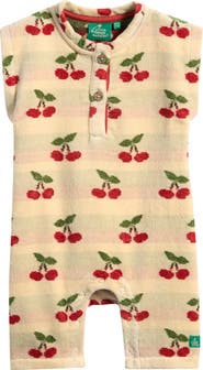 Little Green Radicals Kids' Cherries Terry Cloth Romper