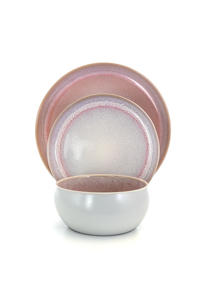 Mocha Muave 16 Piece Luxurious Stoneware Dinnerware, Alternate, color, Purple