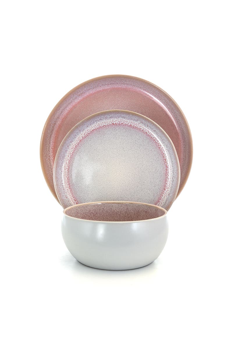 Elama Mocha Muave 16 Piece Luxurious Stoneware Dinnerware with Complete Setting for 4, Alternate, color, Purple