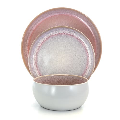 Elama Mocha Muave 16 Piece Luxurious Stoneware Dinnerware With Complete Setting For 4 In Purple