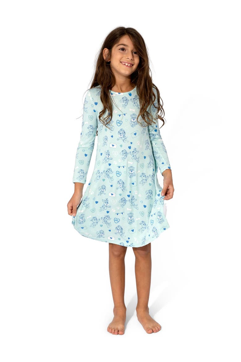 Kids' PAW Patrol Valentine's Blue Long Sleeve Dress, Alternate, color, PAW Valentine Blue