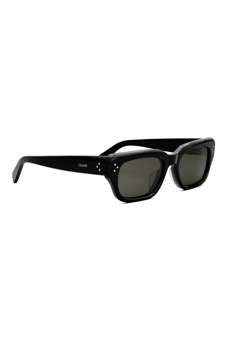 Bold 3 Dot Rectangular Sunglasses, Alternate, color, SHINY BLACK / SMOKE