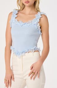 ASTR the Label Amity Ruffle Lace Rib Tank