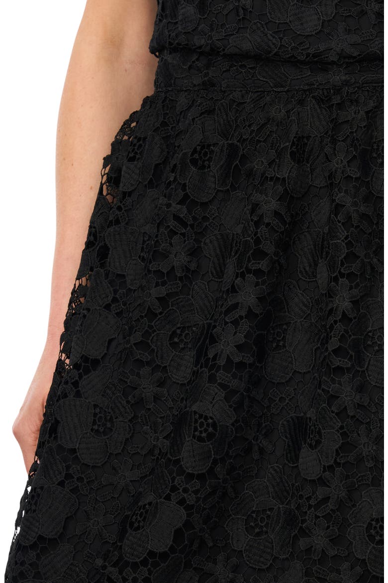 Floral Lace A-line Midi Skirt, Alternate, color, RICH BLACK