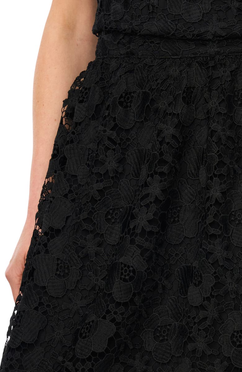 CeCe Floral Lace A-line Midi Skirt, Alternate, color, Rich Black