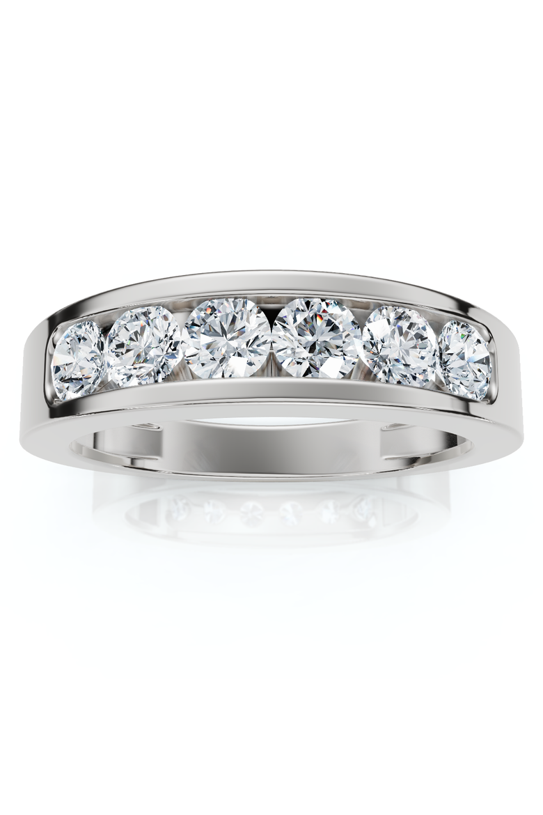 1Ct Diamond Channel Set Polished Wedding Band Mens Ring 14k Gold Lab Grown, Main, color, 14k White Gold