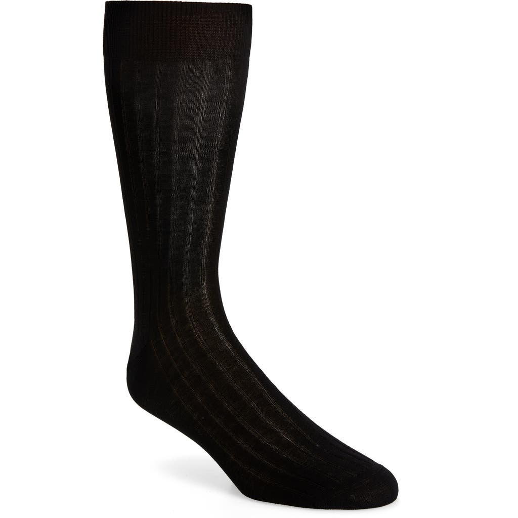 Canali Cotton Rib Dress Socks in Black  product