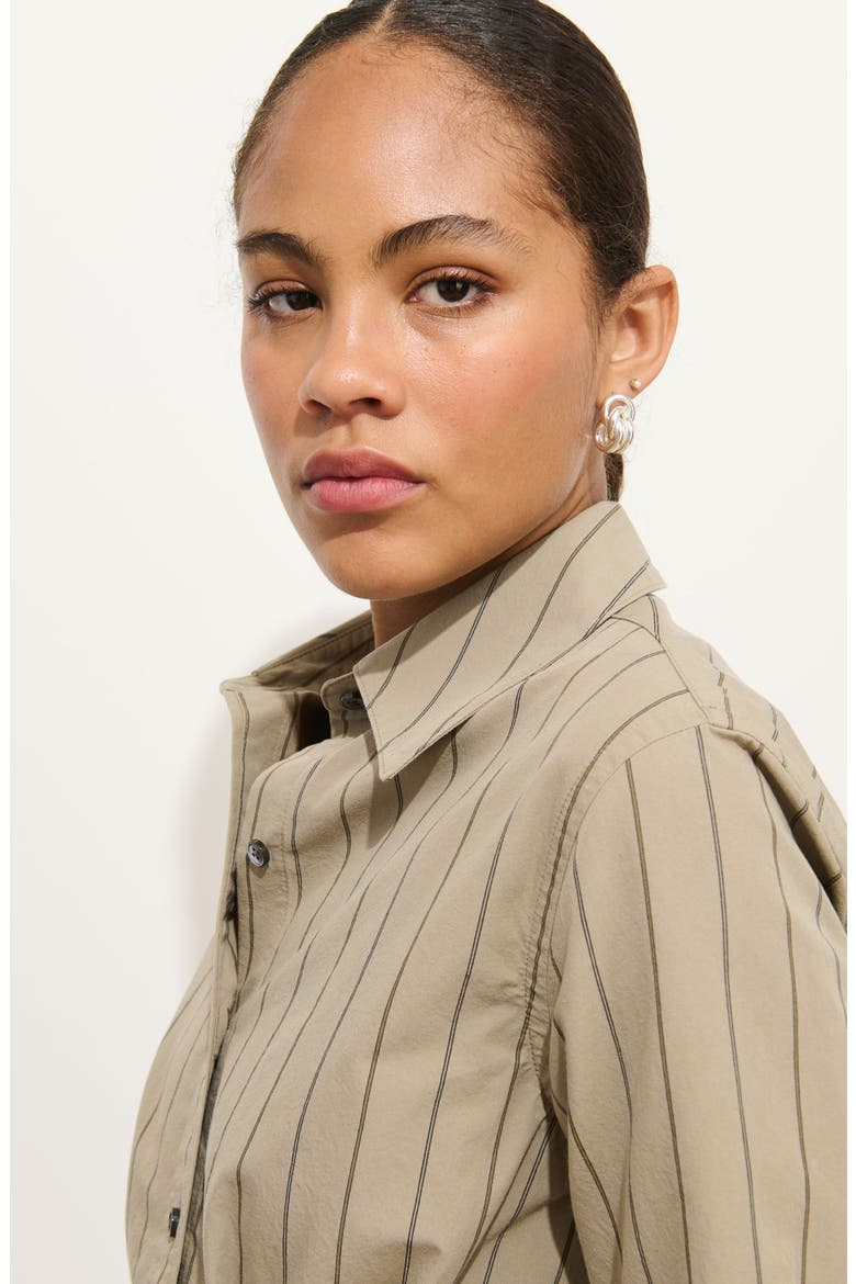 Camille Striped Shirtdress, Alternate, color, KHAKI STRIPE