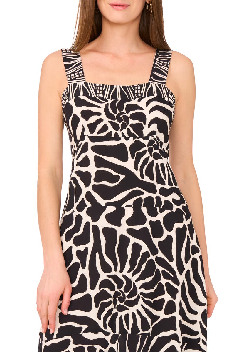 Vince Camuto Abstract Floral Maxi Dress, Alternate, color, Rich Black