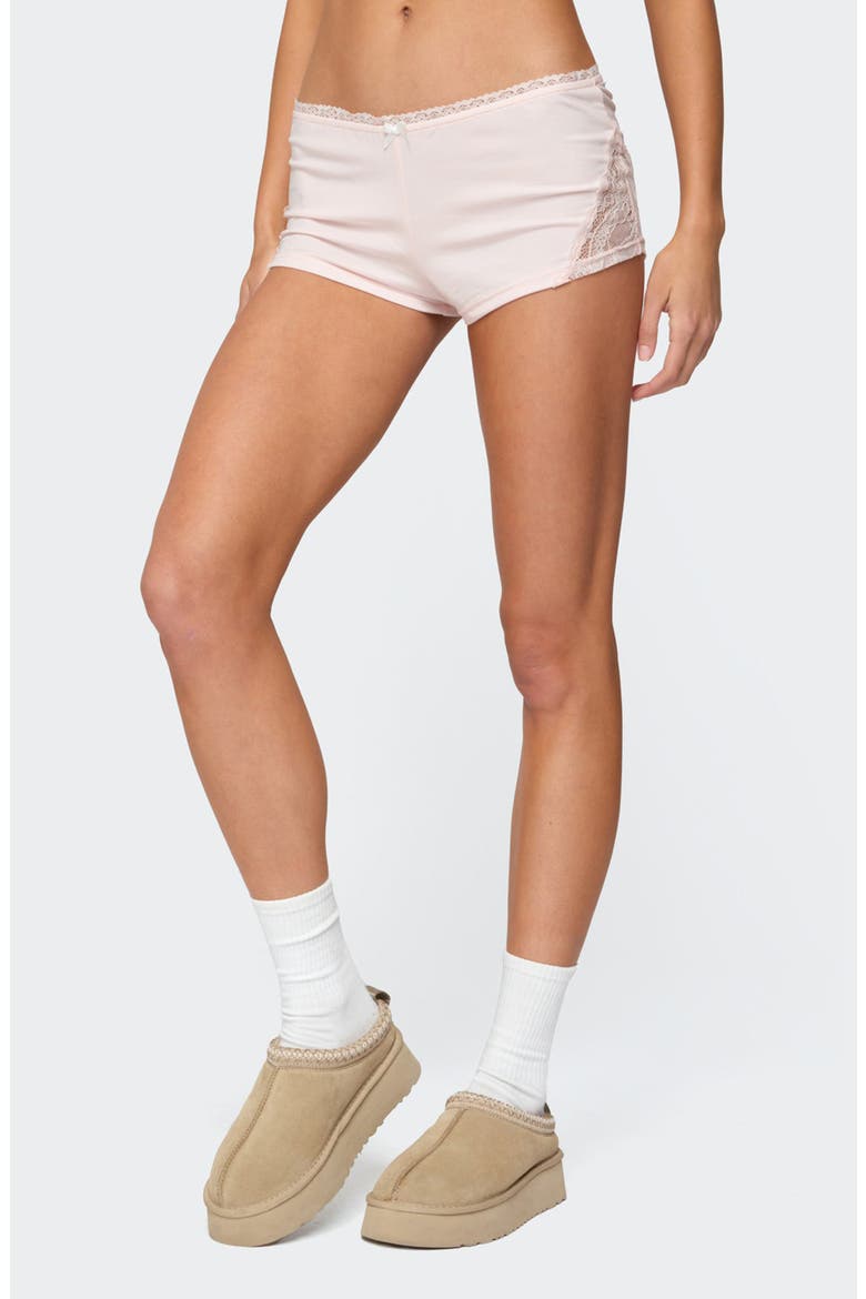 Arcadia Lace Trim Shorts, Alternate, color, LIGHT-PINK