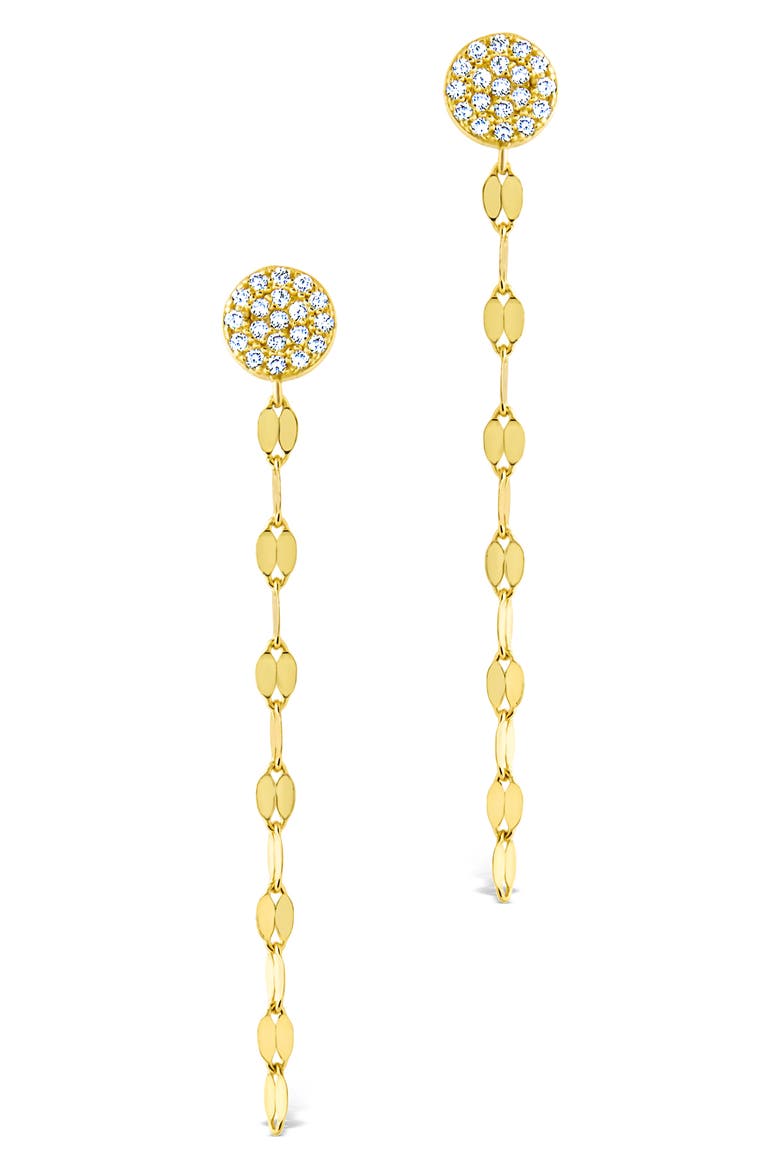 Annabelle CZ Pavé Disc Drop Earrings, Alternate, color, GOLD