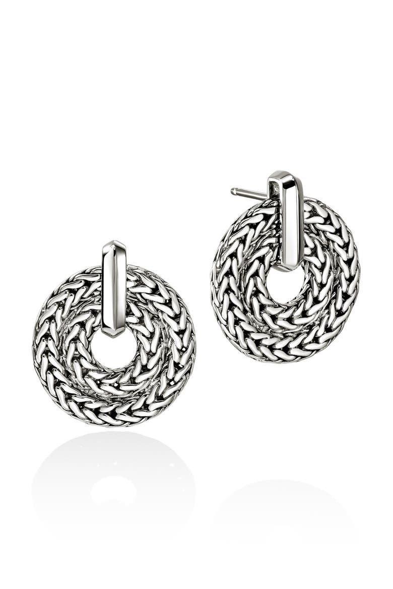Icon Link Frontal Hoop Earrings, Main, color, SILVER