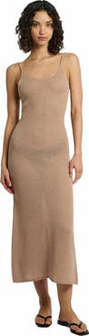 Onia Textured Linen Sweater Scoop Maxi Dress
