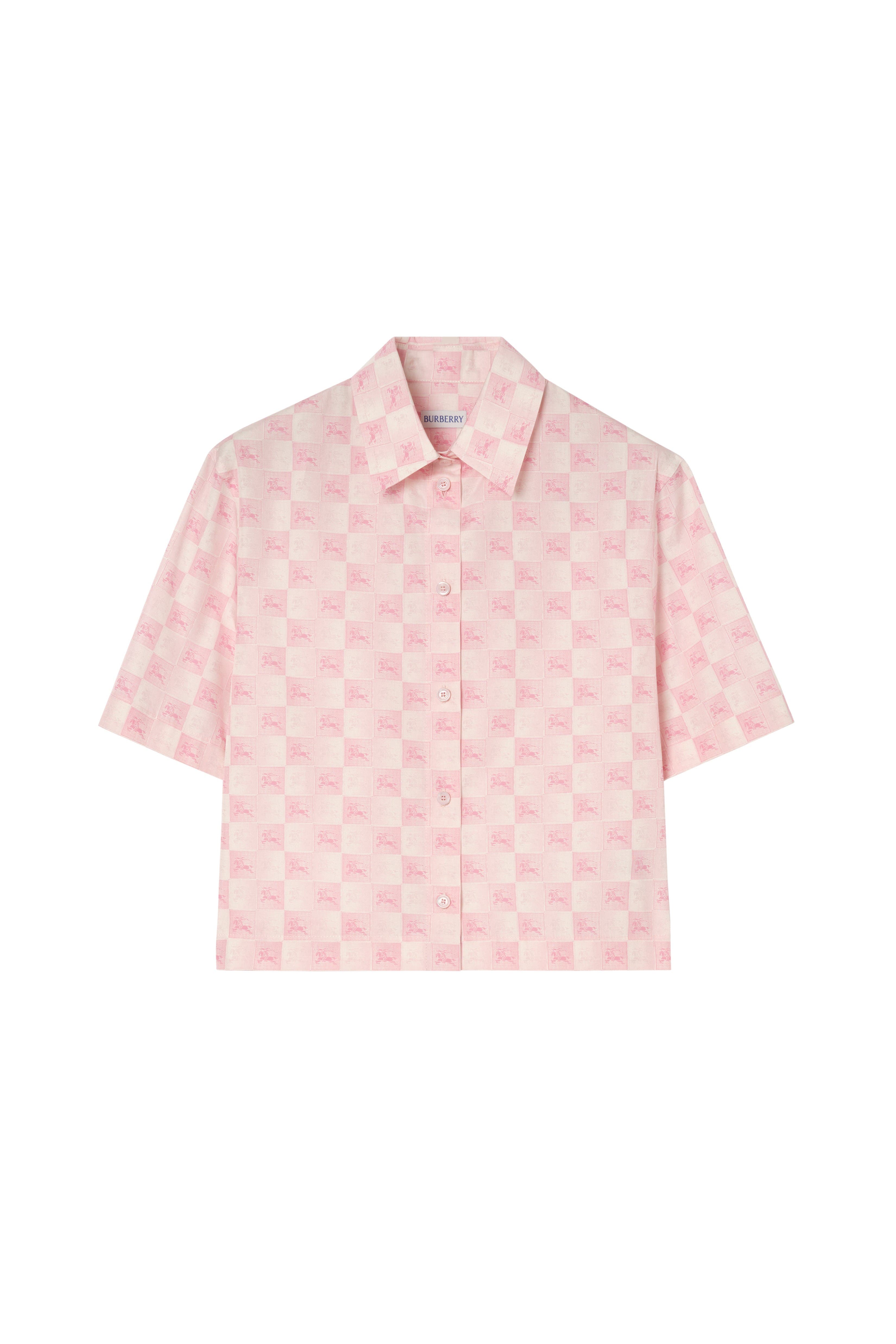 Cropped Knight Checkerboard  Cotton Shirt - image 2