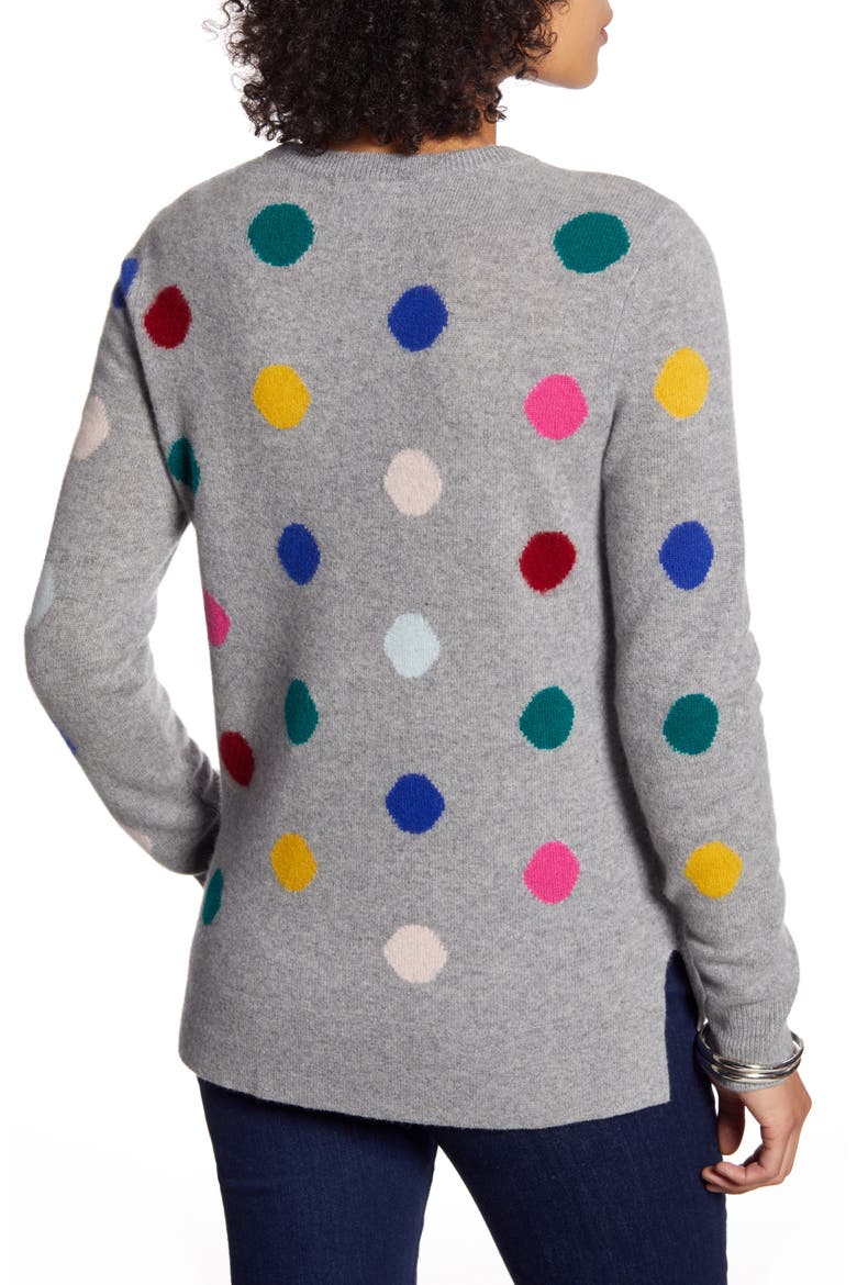 Multicolor Dot Pattern Cashmere Sweater, Alternate, color, GREY MULTI DOT