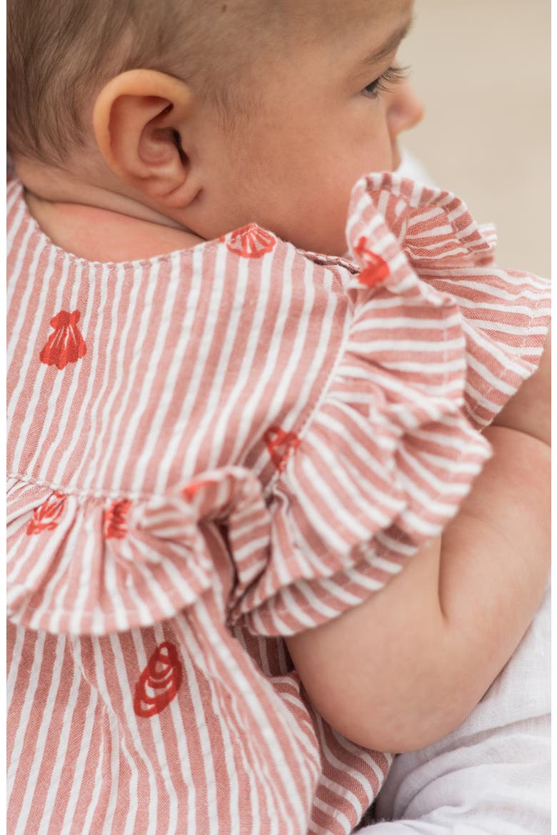 Stripe Organic Cotton Bubble Romper, Alternate, color, SHELL BELLE