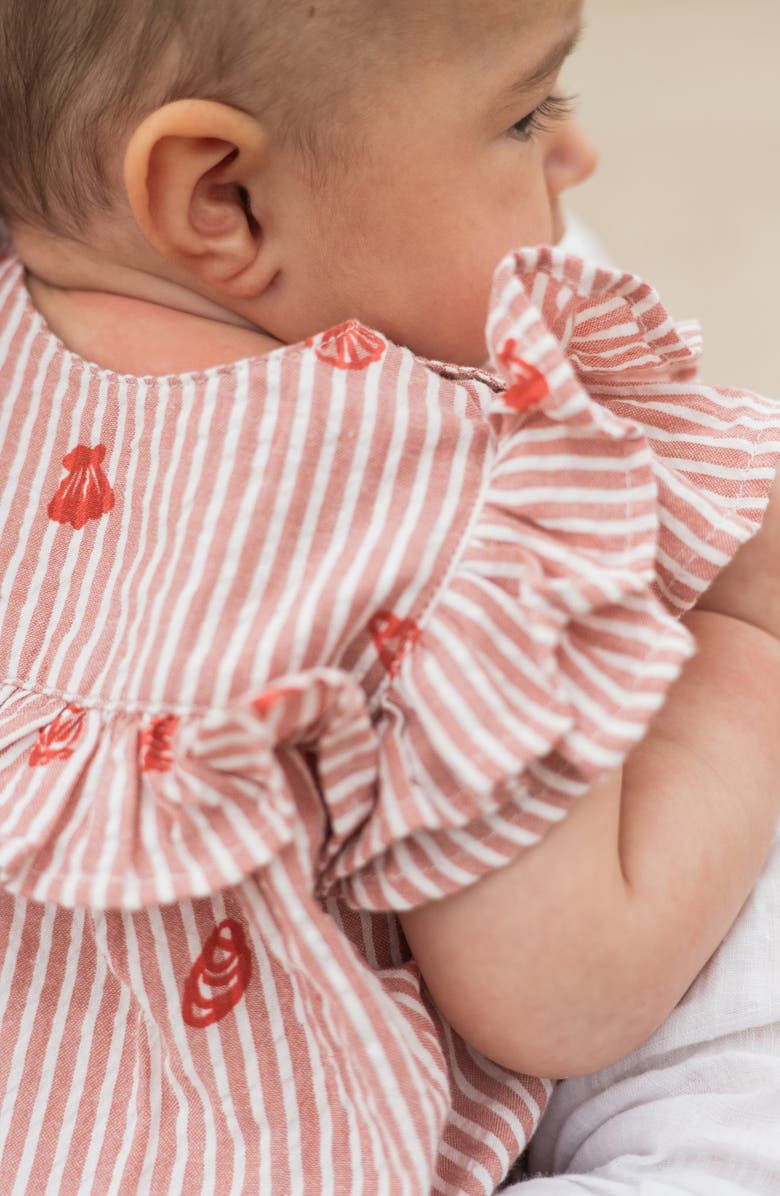 Pehr Stripe Organic Cotton Bubble Romper, Alternate, color, Shell Belle