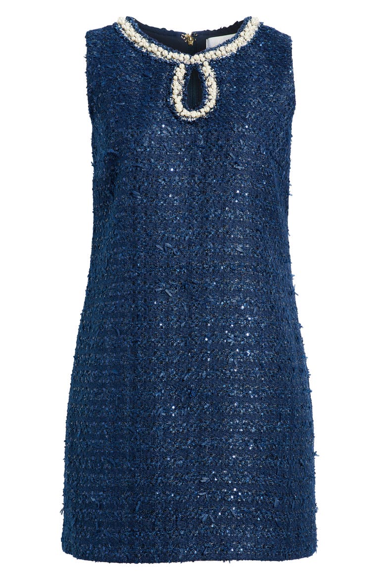 Ronan Embellished Tweed Skirted Romper, Alternate, color, NAVY AFTER PARTY