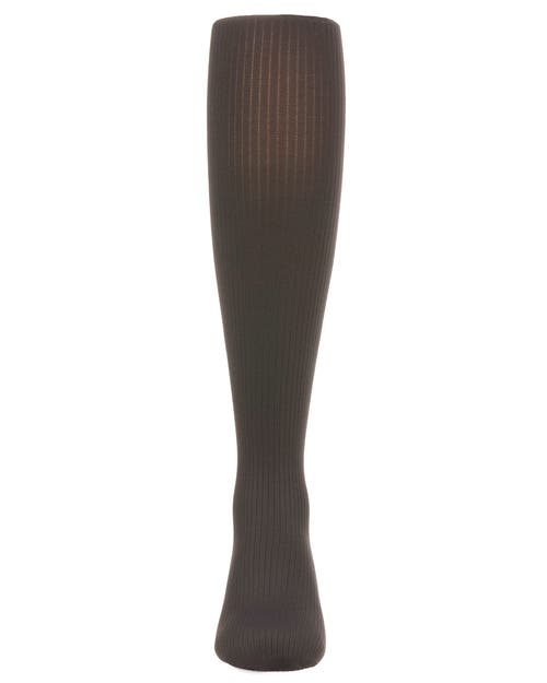 Memoi Opaque Fine Ribbed Nylon Tights In Gray