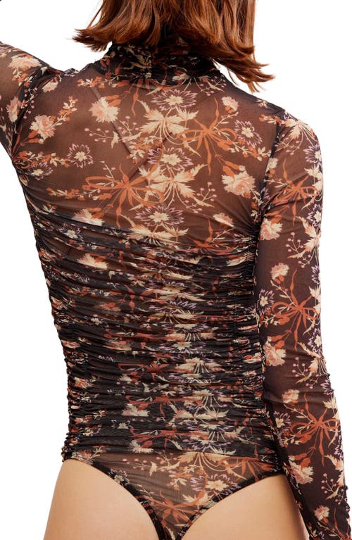 FREE PEOPLE FREE PEOPLE UNDER IT ALL RUCHED MESH TURTLENECK BODYSUIT 