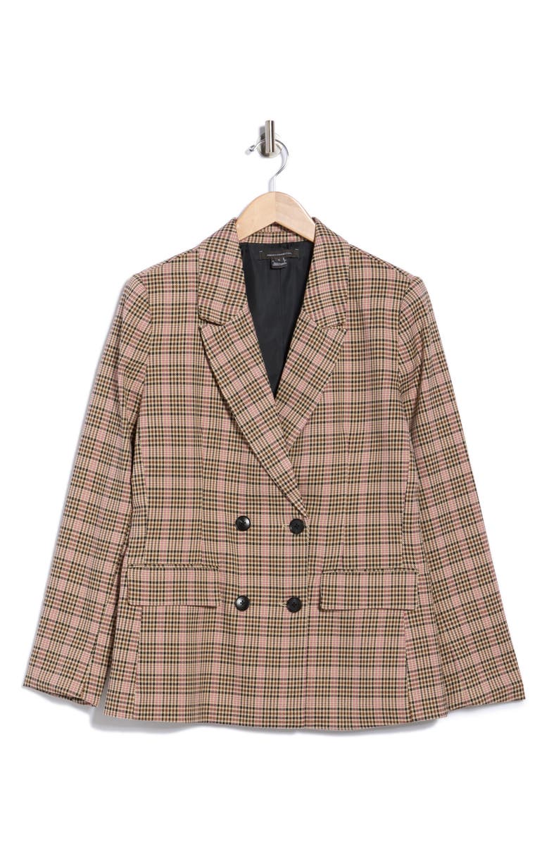French Connection Plaid Double Breasted Blazer, Alternate, color, Pink/ Camel