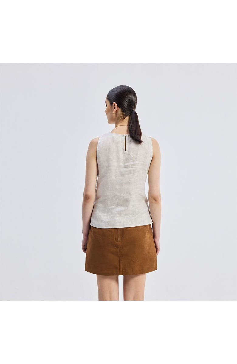 Reistor Boat Neck Top in Checkered Linen, Alternate, color, Linen Check