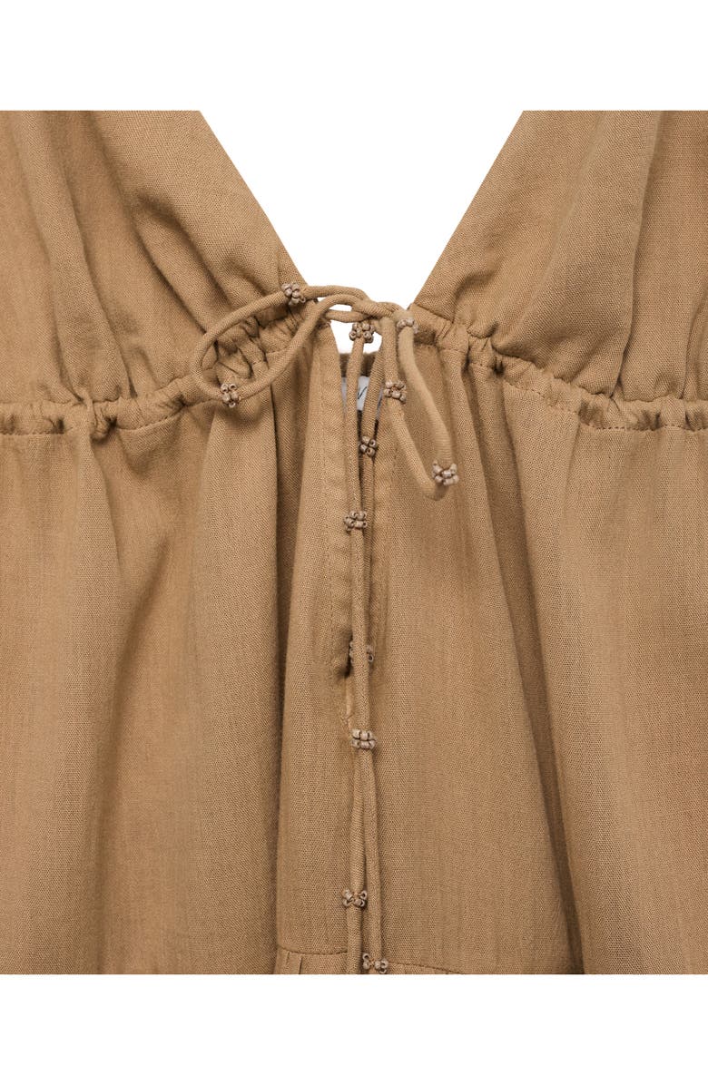 MANGO Ruched Tiered Cotton Midi Sundress, Alternate, color, Light/ Pastel Grey