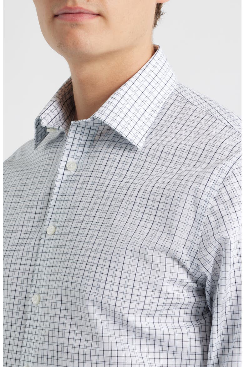 Trim Fit Check Non Iron Cotton Dress Shirt, Alternate, color, BLUE DANILO STRIPE